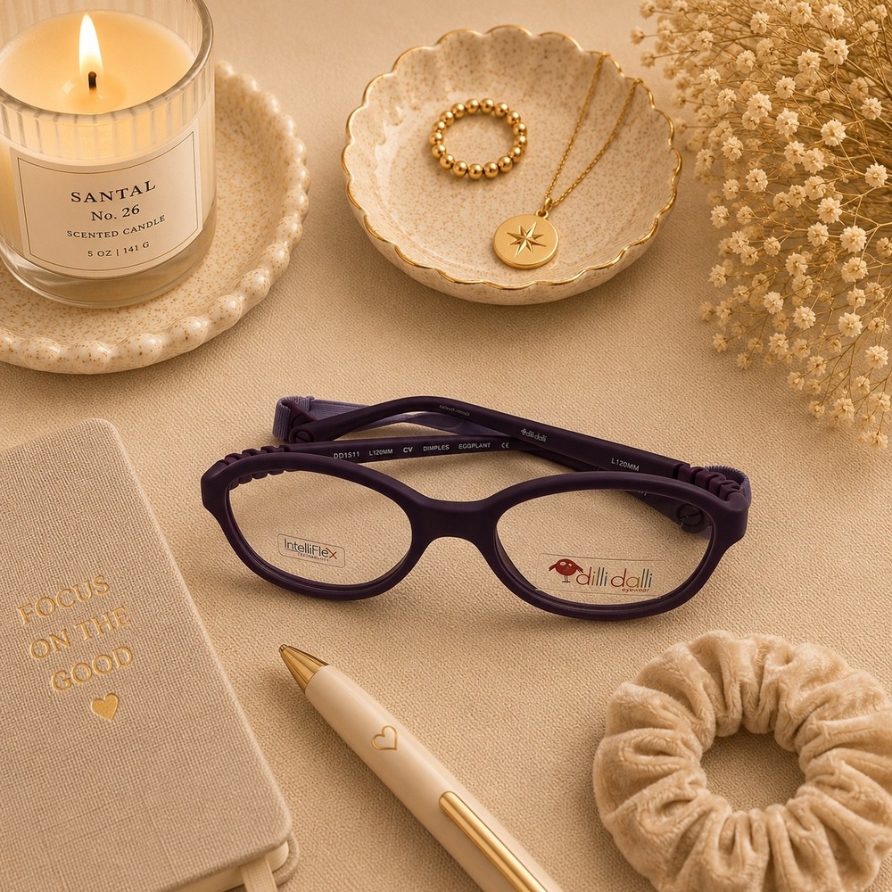 Dilli Dalli Intelliflex Kids Eyeglasses Frame Purple Dimples Flexible